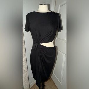 SHEIN Black Asymmetrical Twist Cutout Dress